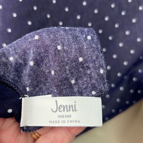 Jenni Navy Blue and White Polka Dot Scarf Wrap one size NWT - Picture 6 of 9